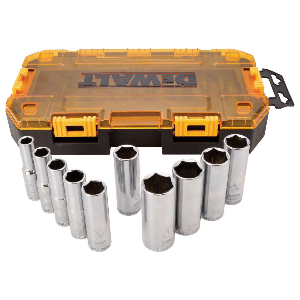 DEWALT 10 piece 1/2 In. Drive Deep Socket Set (SAE) - Flockneti