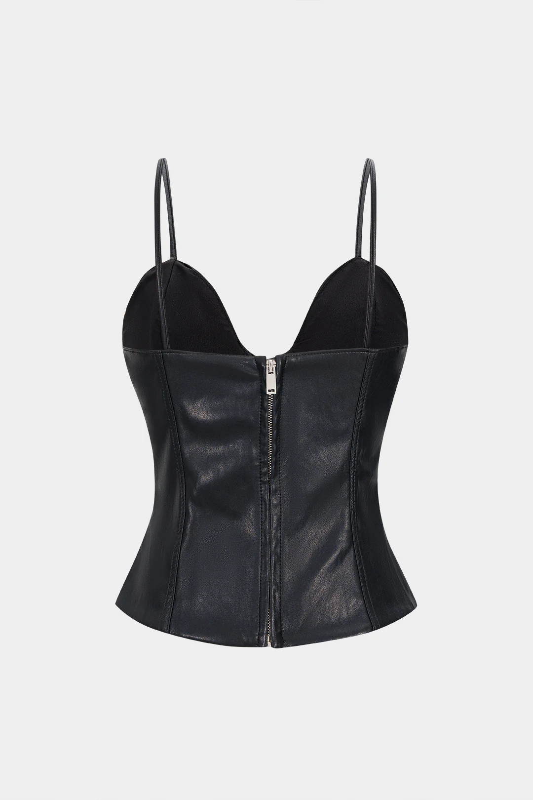 Faux Leather Zipper Cami Top - Flockneti