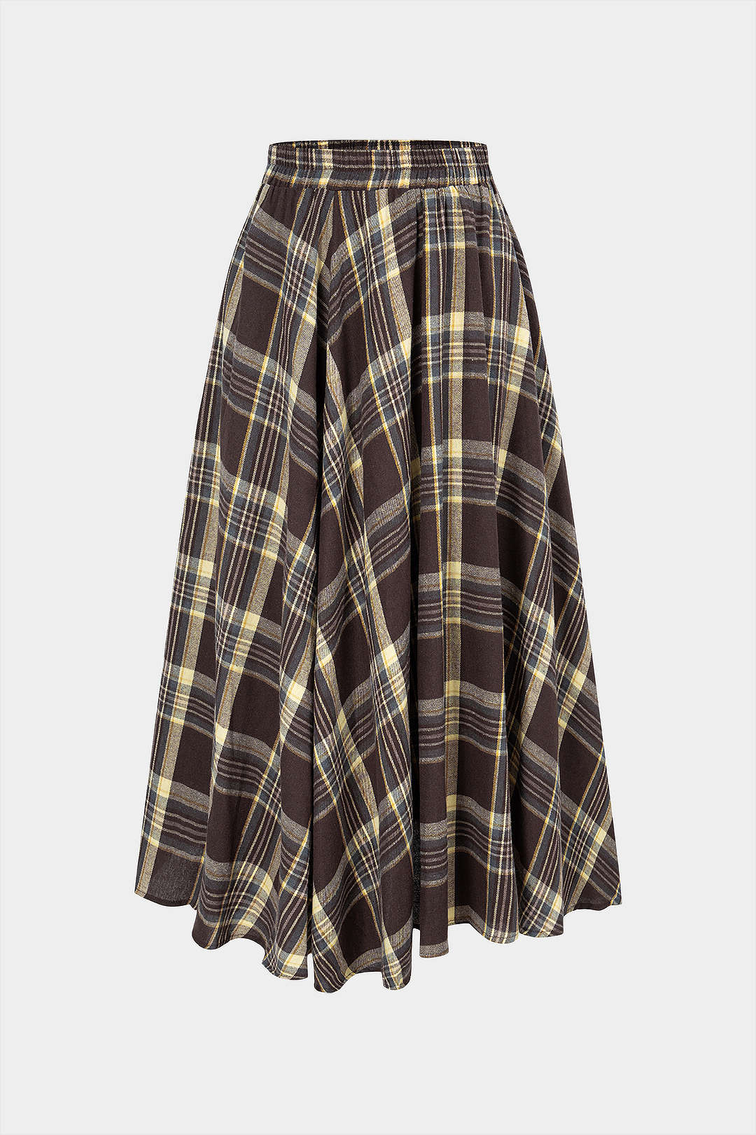 Plaid Print Irregular Hem High Waist Skirt - Flockneti