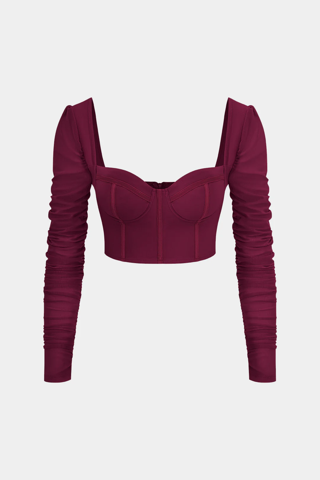 Bustier Mesh Patchwork Long Sleeve Top - Flockneti