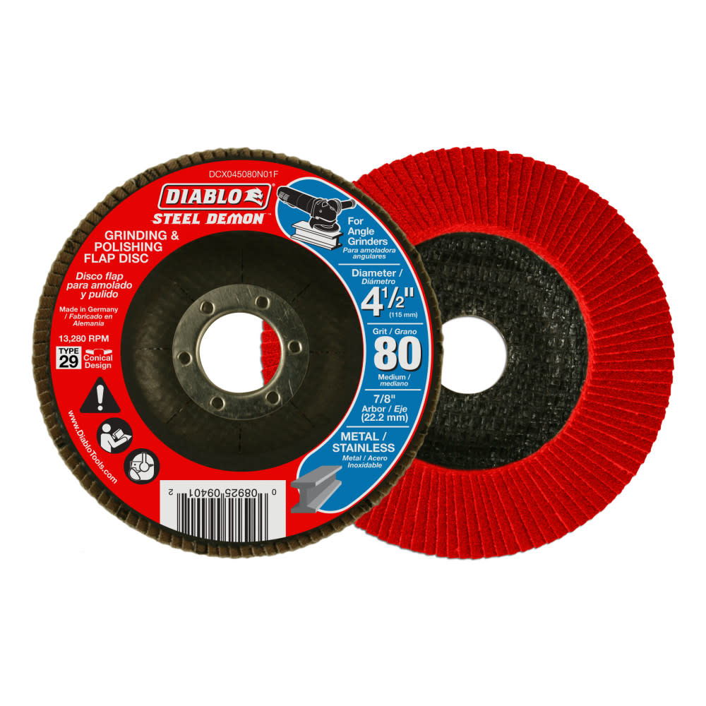 Diablo Tools 4-1/2 In. Steel Demon Flap Disc 80 Grit – No Hub - Flockneti