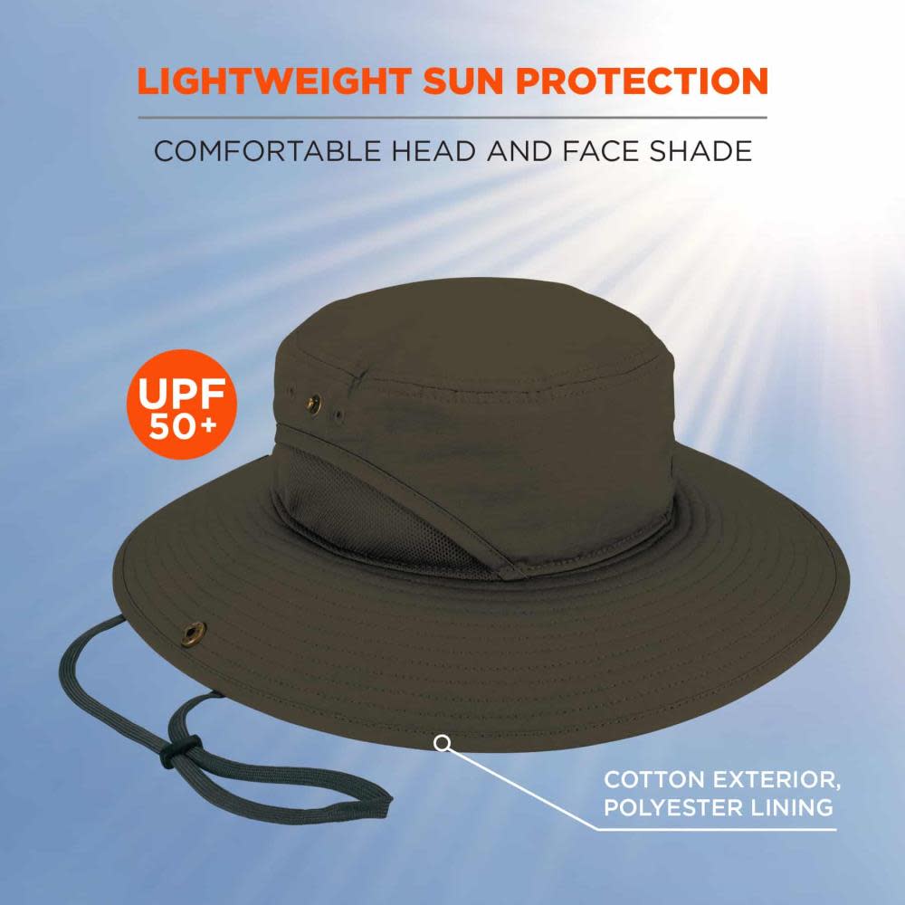 Ergodyne Chill Its 8936 Lightweight Ranger Hat with Mesh Paneling Olive S/M - Flockneti