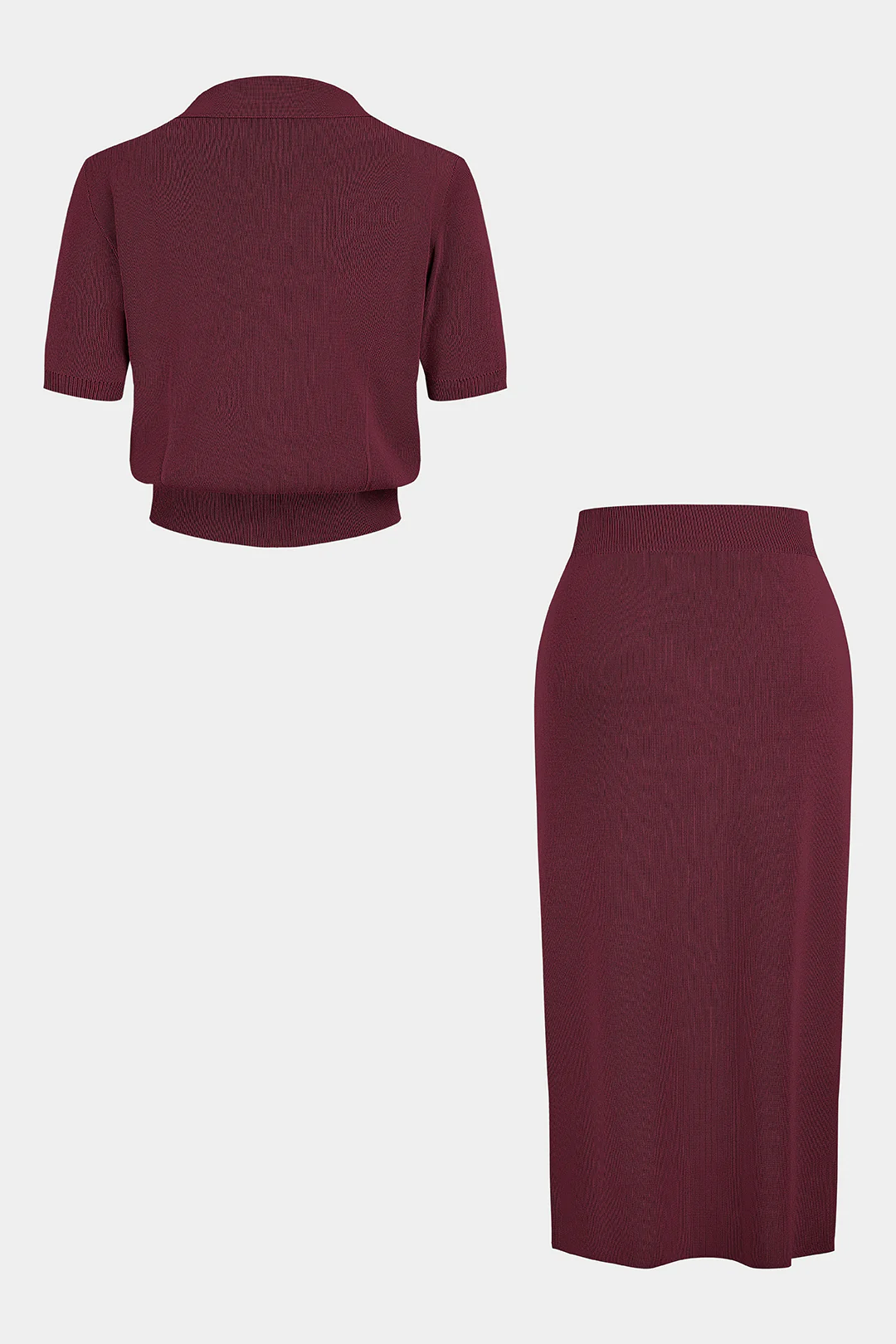 Plus Size Knit Button Short-Sleeve Cardigan And Pocket Skirt Set - Flockneti