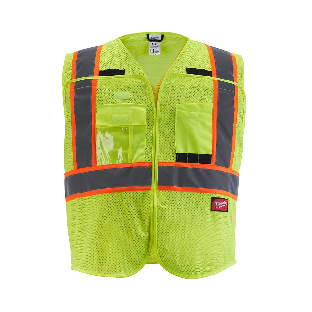 Milwaukee Class 2 Breakaway High Visibility Mesh Safety Vest - Flockneti