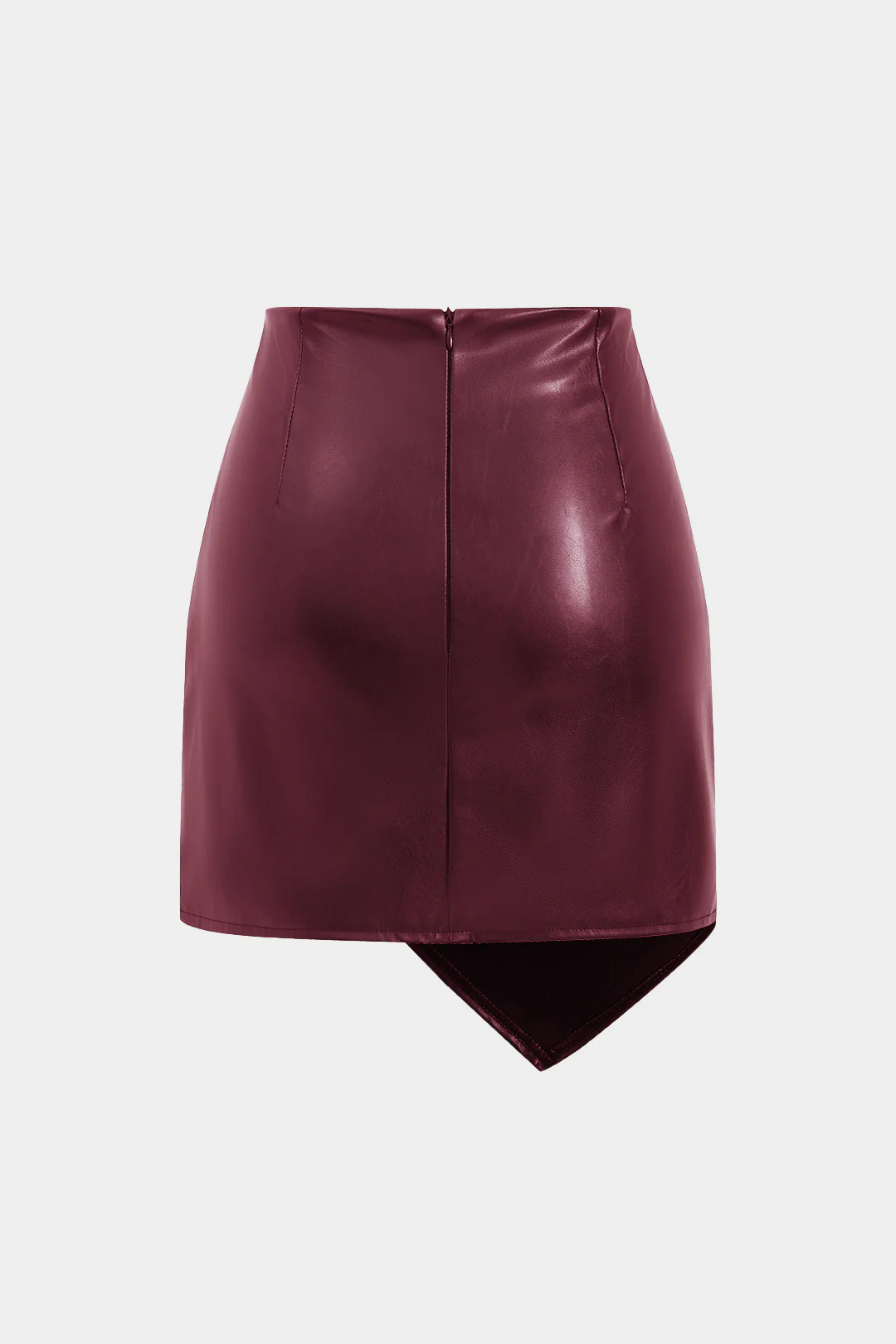 Asymmetrical Faux Leather Ruched Skirt - Flockneti