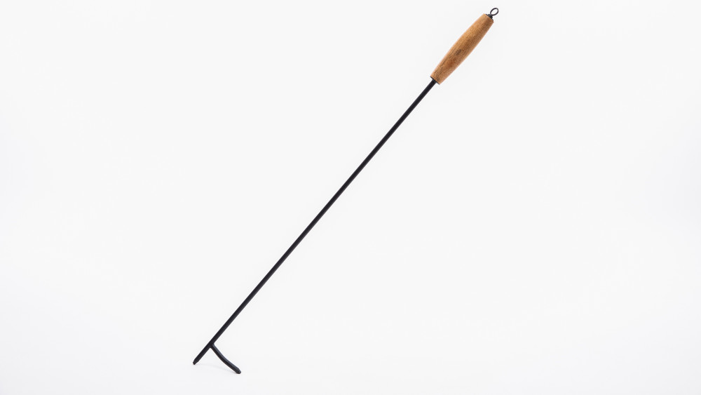 Dragonfire Steel Fire Poker 35″ with Wooden Handle & Leather Hook - Flockneti