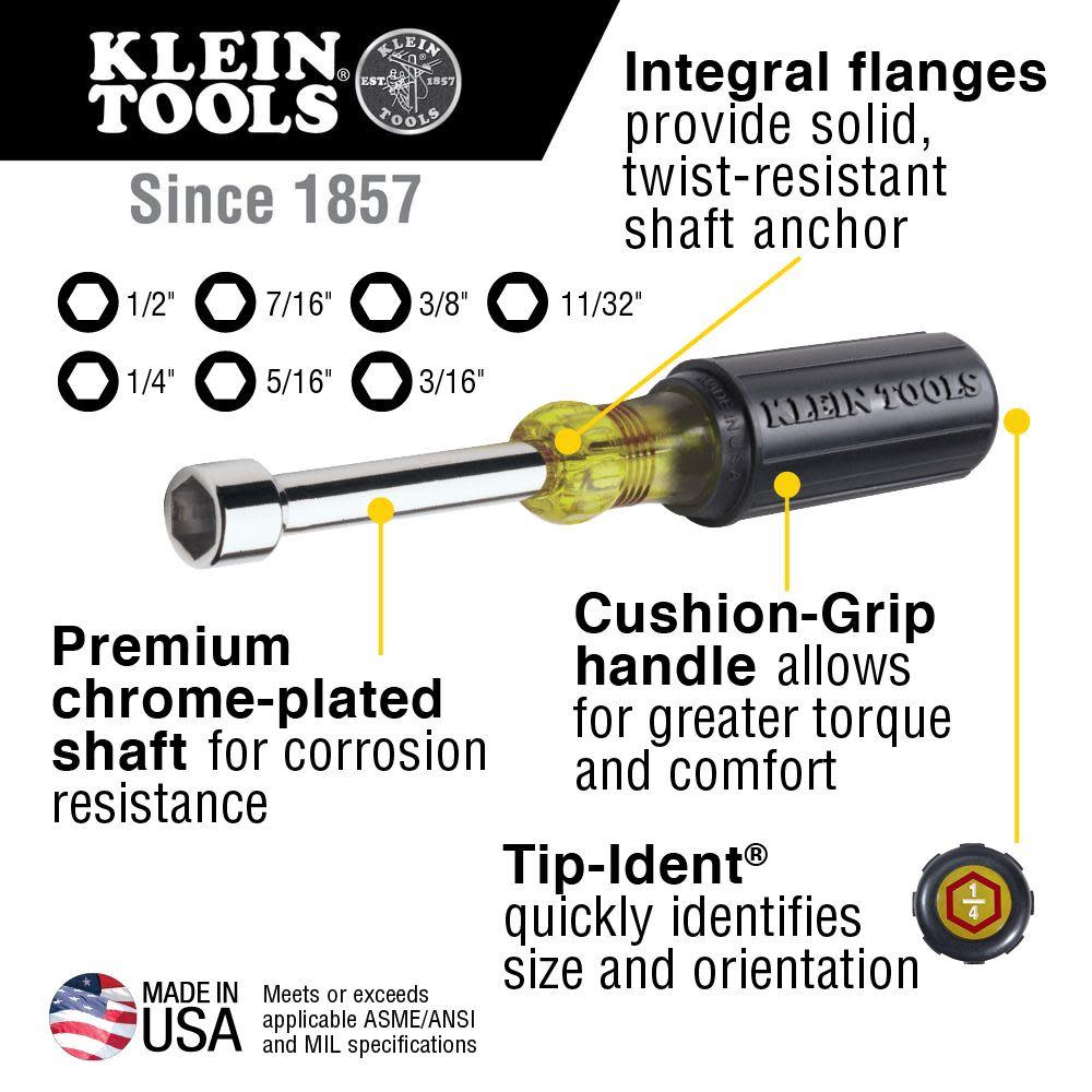 Klein Tools 7 Piece Nut Driver Set 6″ Shafts - Flockneti