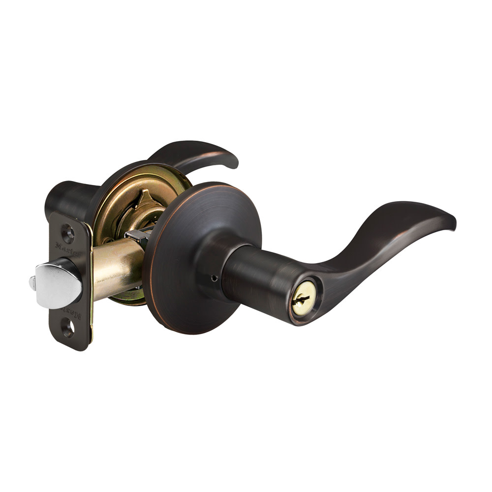 Master Lock Aged Bronze Finished Wave Style Keyed Entry Door Lockset Lever - Flockneti