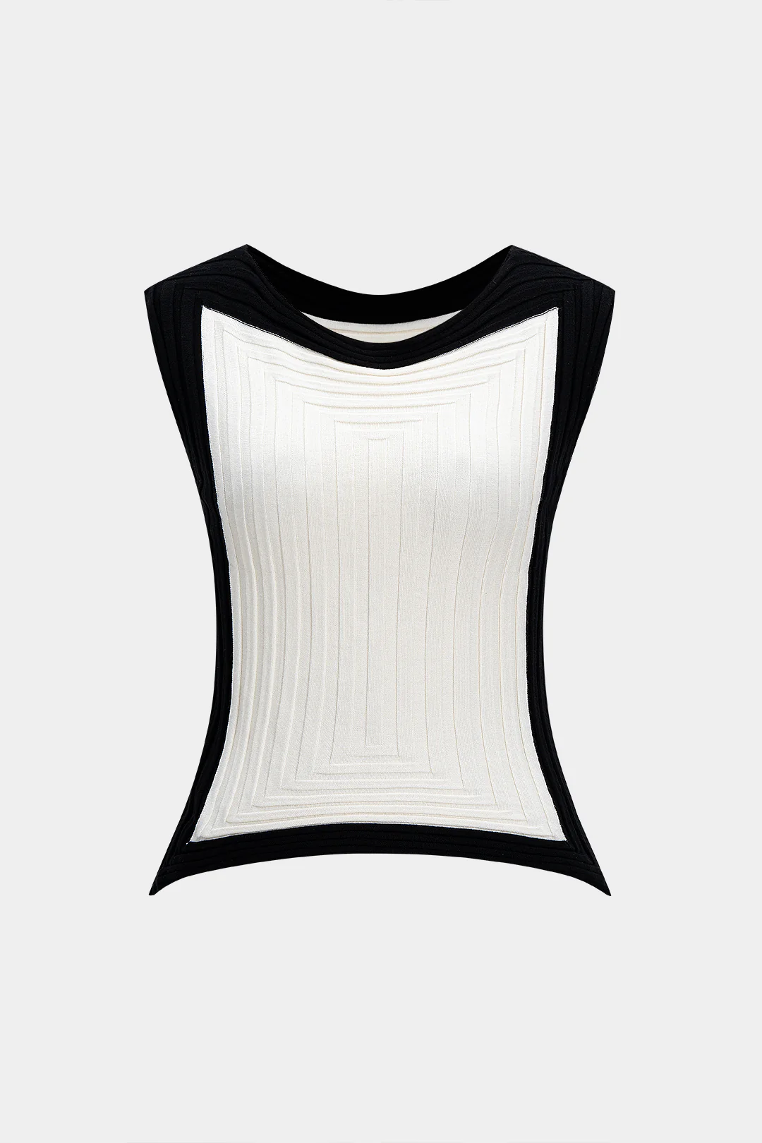 Knit Round Neck Contrast Irregular Hem Tank Top - Flockneti