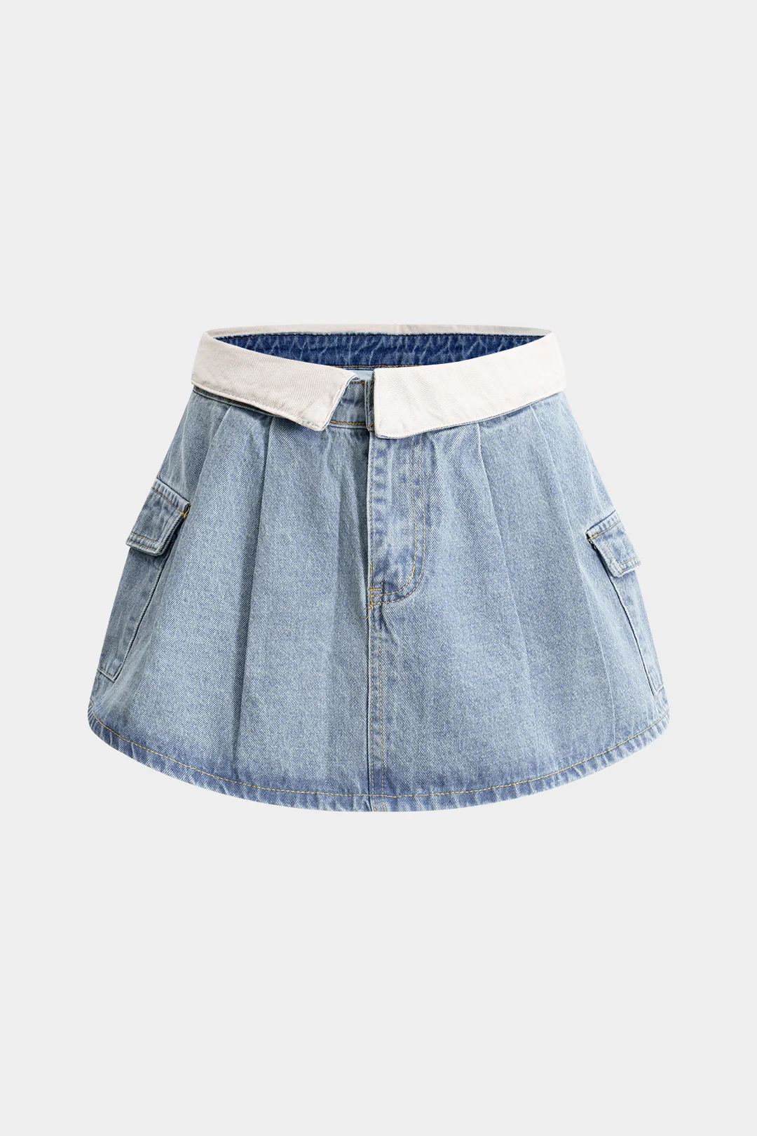 Denim Patchwork Pocket Skirt - Flockneti
