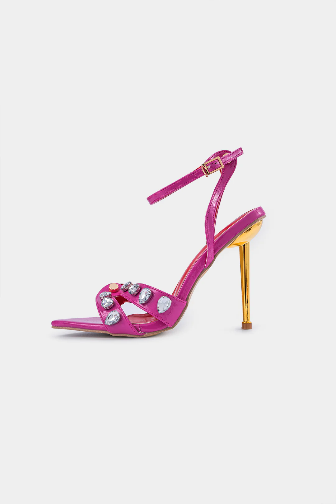 Metallic Decor Rhinestone Pointed Heels - Flockneti