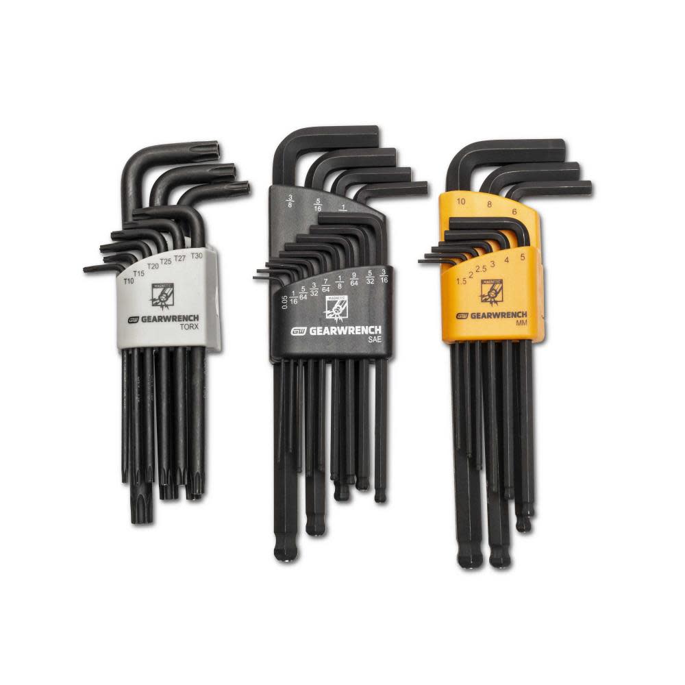 GEARWRENCH SAE/Metric/Torx Hex Key Set Magnetic Long Ball End 31pc - Flockneti