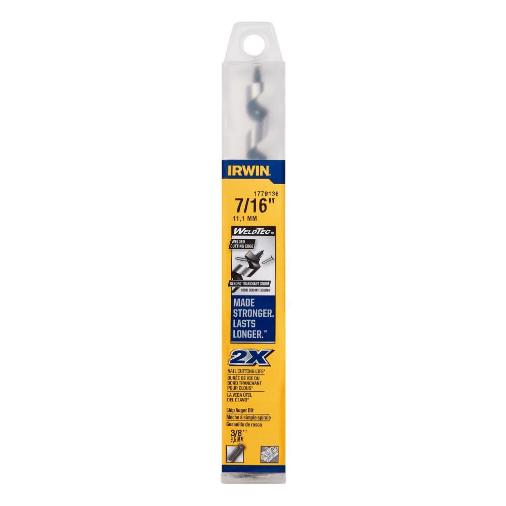 Irwin WELDTEC SHIP AUGER 7/16″ X 7.5″ - Flockneti