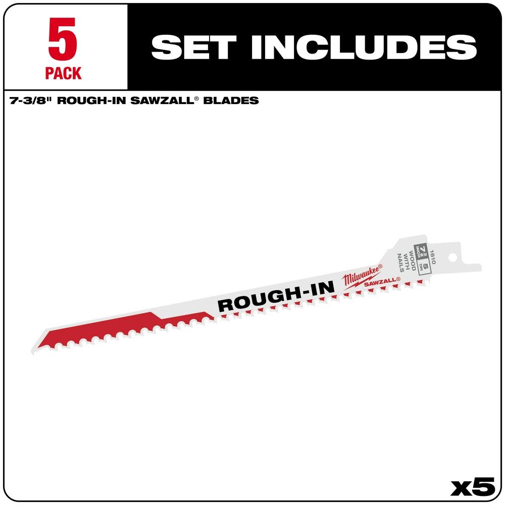 Milwaukee Rough-In SAWZALL Blade 5PK - Flockneti