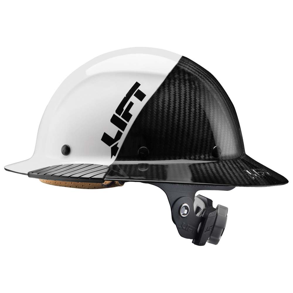 Lift Safety Hard Hat DAX FIFTY50 White/Black Carbon Full Brim - Flockneti