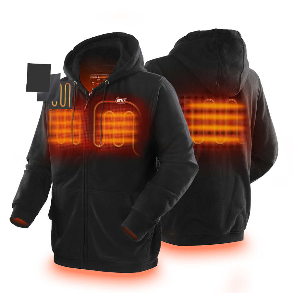 GEARWRENCH Mens Black Heated Full Zip Hoodie Kit Medium - Flockneti