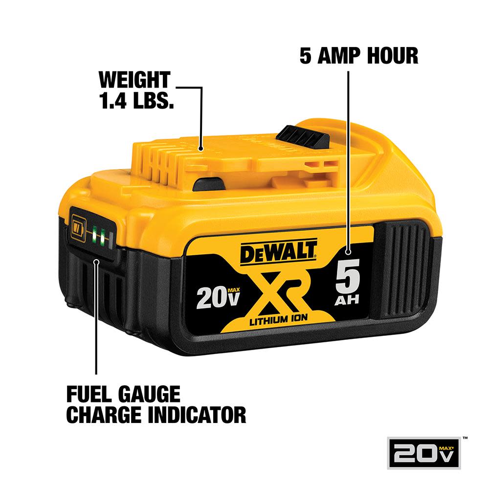 DEWALT 20-Volt Max 5.0-Amp Hours Lithium Power Tool Battery - Flockneti