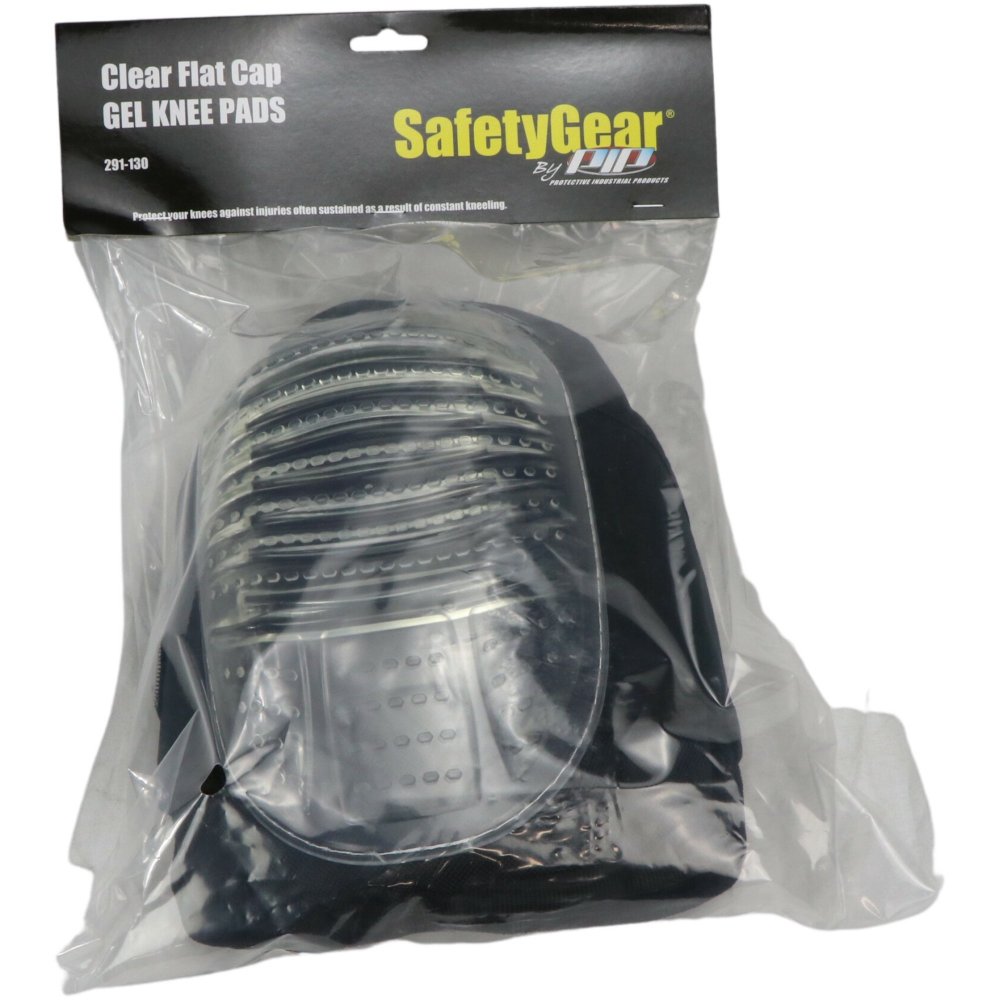 Protective Industrial Products Knee Pads Clear PVC Flat Cap Black Gel - Flockneti