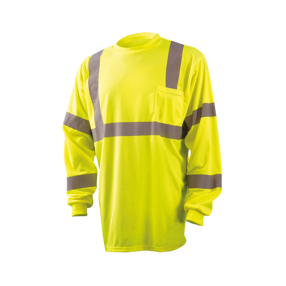 Occunomix Hi-Vis Yellow Wicking Birdseye T-Shirt Long Sleeve 6X - Flockneti