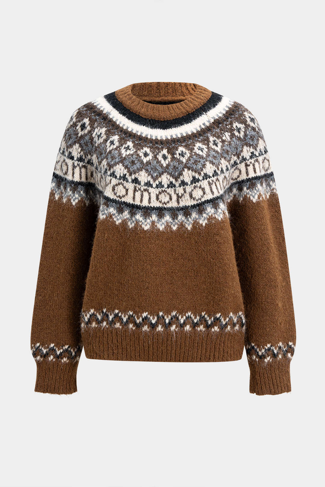 Knit Fluffy Round Neck Long-Sleeve Top - Flockneti