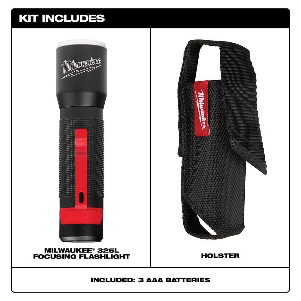 Milwaukee 325-Lumen LED Focusing Flashlight with Holster - Flockneti