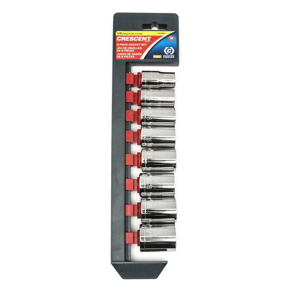 Socket Set, 8 Pc. 1/2 In. Drive 12 Point SAE - Flockneti
