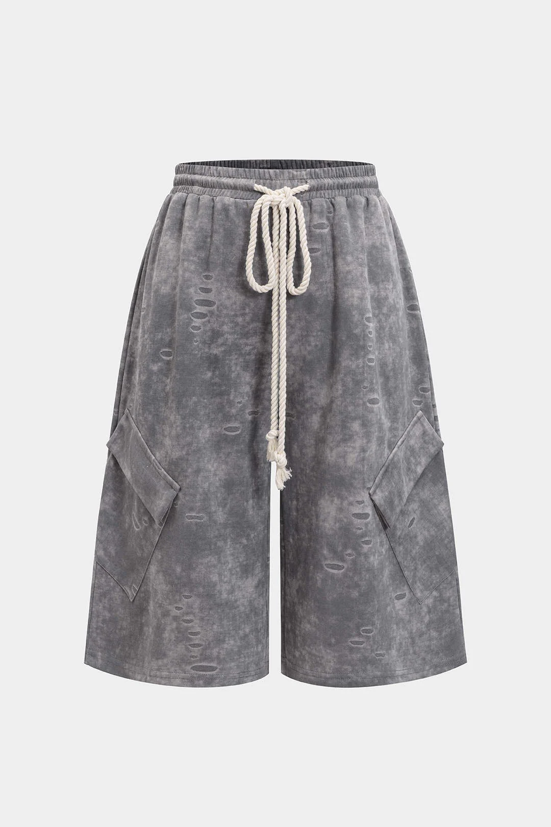Washed Tie-Up High Waist Shorts - Flockneti