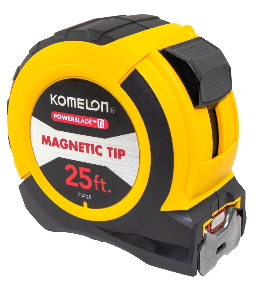 Komelon 25′ x 11/16″ Magnetic ABS Power Blade 2 Series Tape Measure - Flockneti