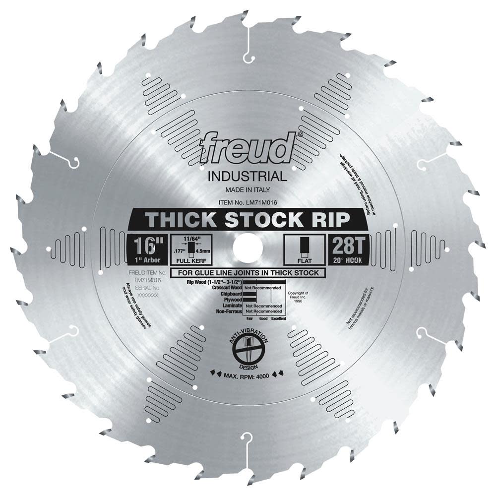 Freud 16 In. x 28T Thick Stock Rip Blade - Flockneti