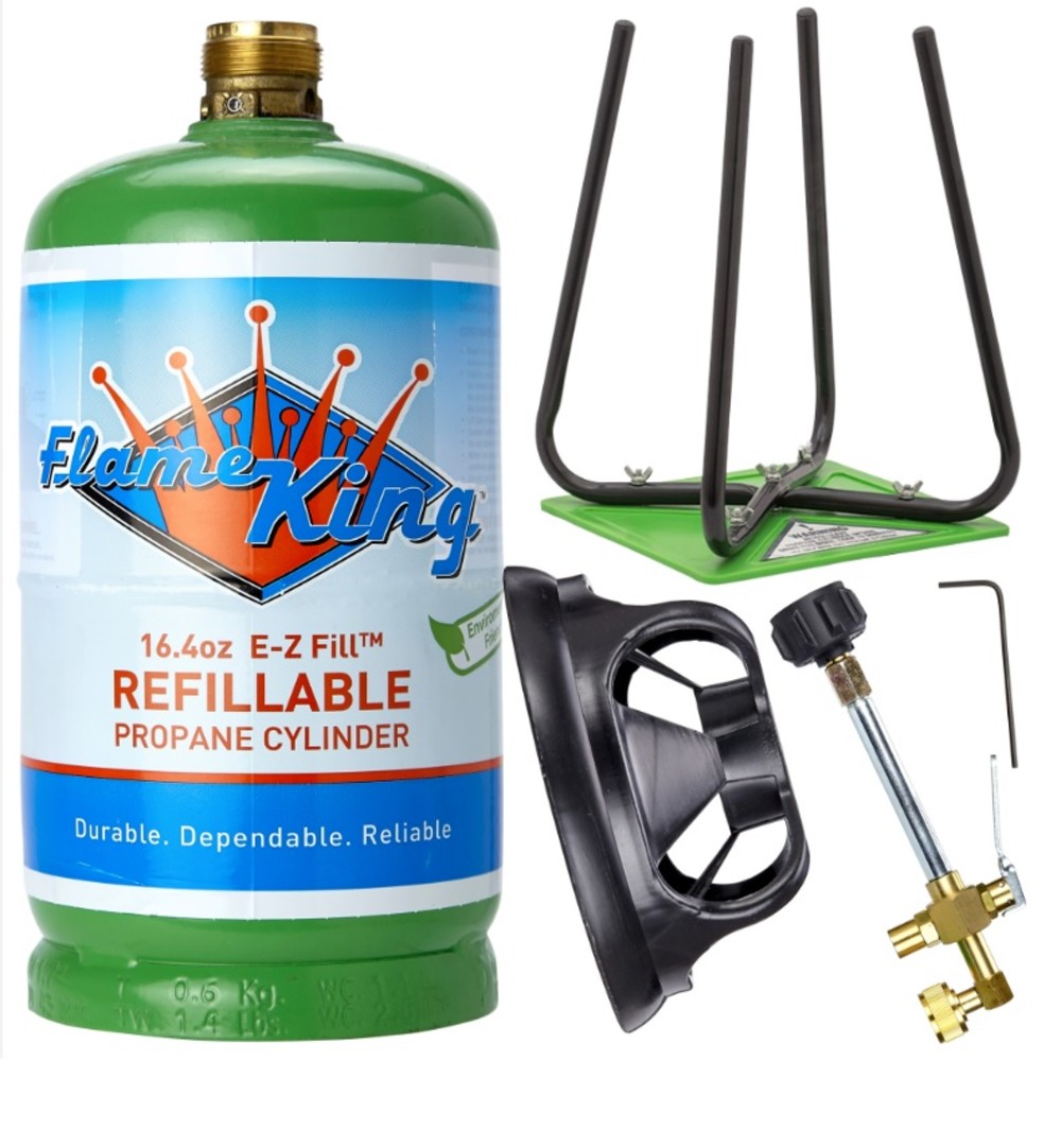 Flame King Refillable Propane 1 lb Cylinder with Refill Kit - Flockneti