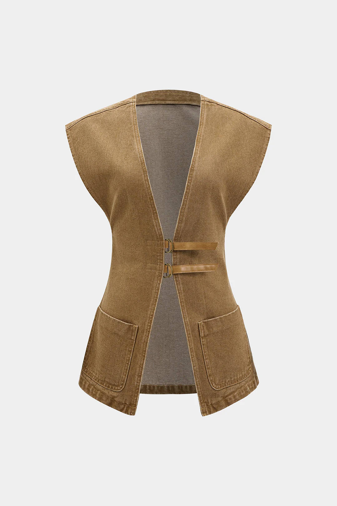 Denim V-Neck Pocket Vest - Flockneti