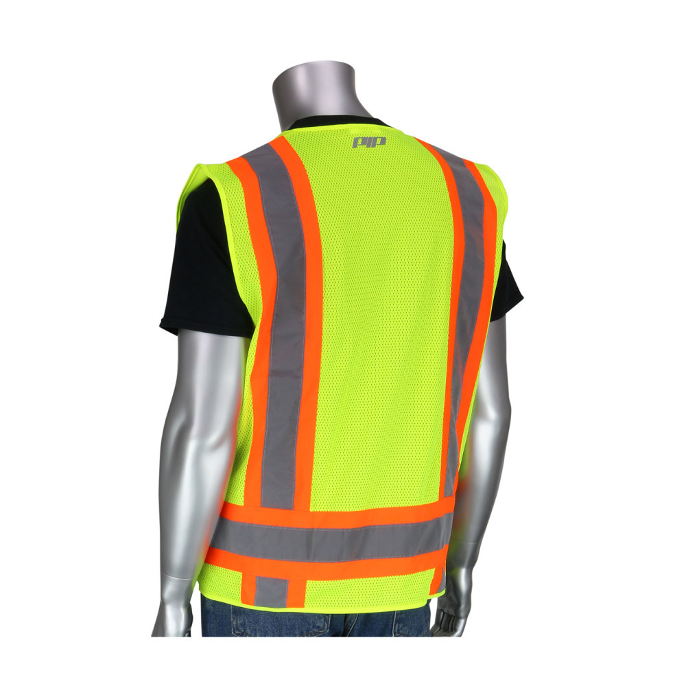 Protective Industrial Products ANSI R2 Two Tone Surveyors Vest Hi Vis Yellow Large - Flockneti