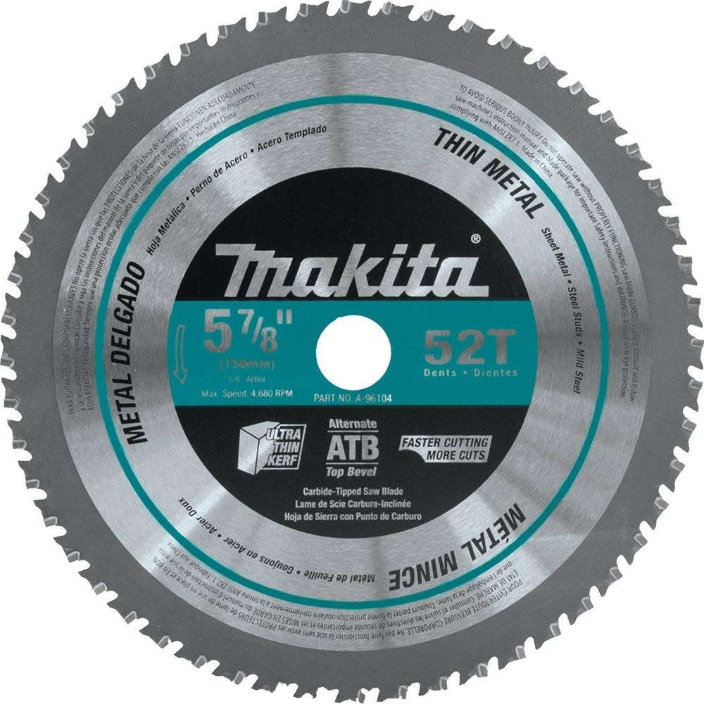 Makita 5-7/8 in. 52T Carbide-Tipped Thin Metal Saw Blade - Flockneti