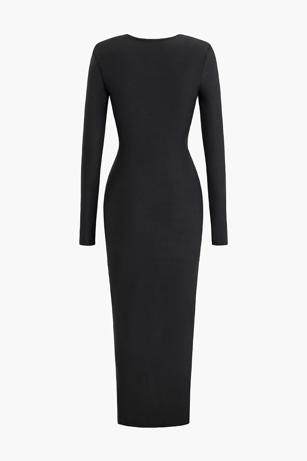 3D Flower Decor V-Neck Cut Out Long Sleeve Maxi Dress - Flockneti