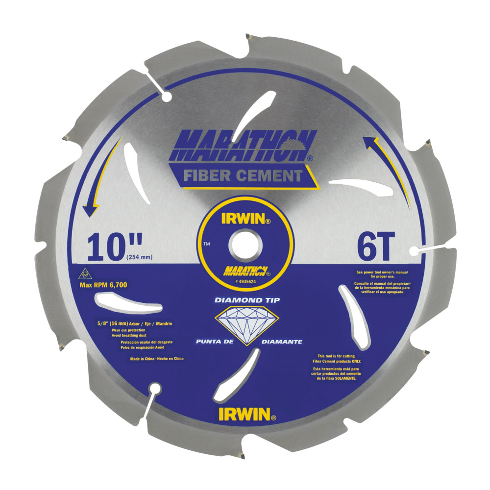 Irwin 10″ 6T Marathon PCD Fiber Cement Blade - Flockneti
