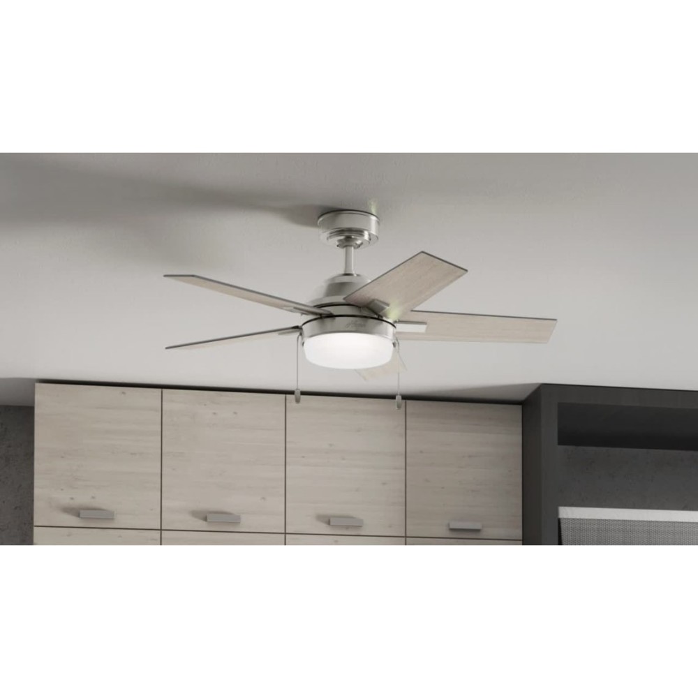Hunter Fan Barlett Ceiling Fan 44″ Brushed Nickel Light Gray Oak - Flockneti