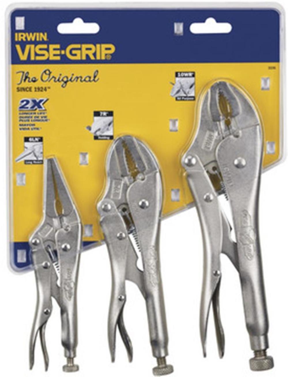 Irwin 3 Pc. Original Locking Pliers Set Contains: 10WR 7R and 6LN - Flockneti