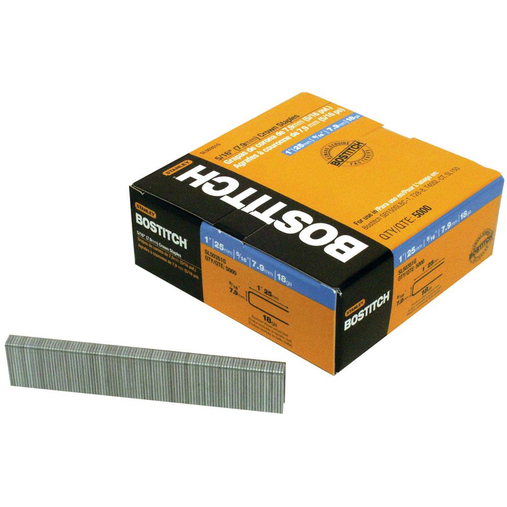 Bostitch 1 In. 18 Gauge 5/16 Crown Staples - Flockneti