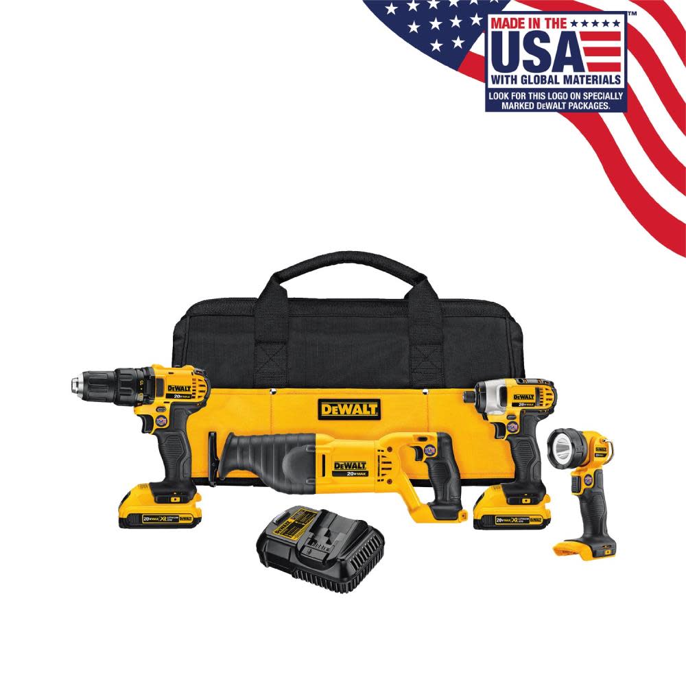 DEWALT 4-Tool 20-Volt Max Lithium Ion Cordless Combo Kit - Flockneti