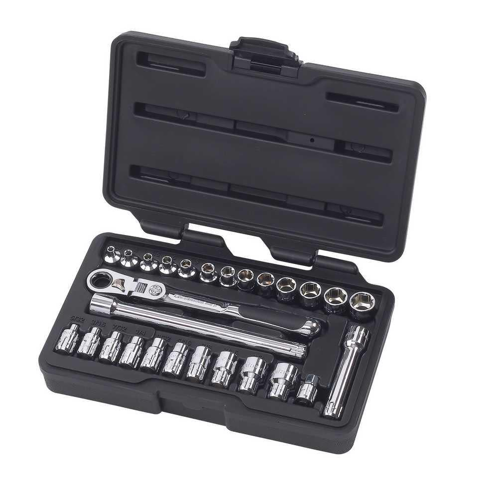 GEARWRENCH 27 Pc 1/4″ Drive Pass-Thru 6 Point Standard SAE/Metric Mechanics Tool Set - Flockneti