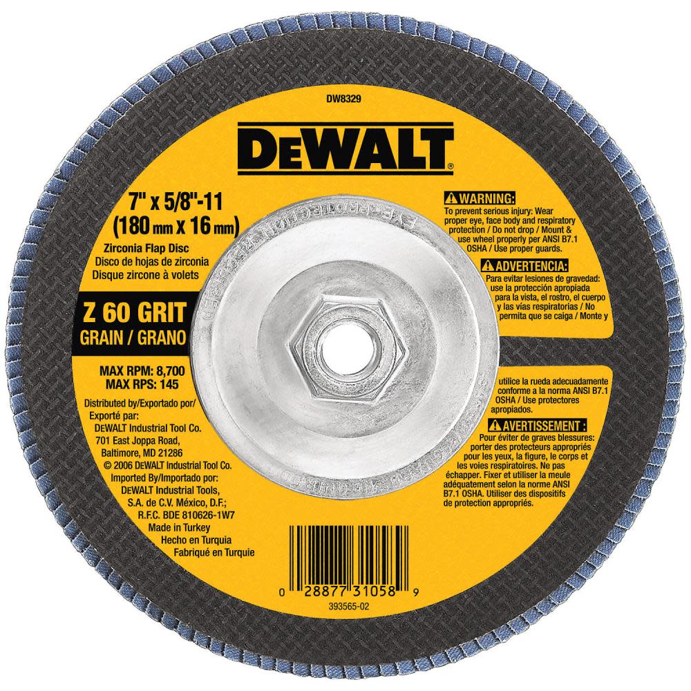 DEWALT 7-in x 5/8-in 60 g Type 29 HP Flap Disc - Flockneti