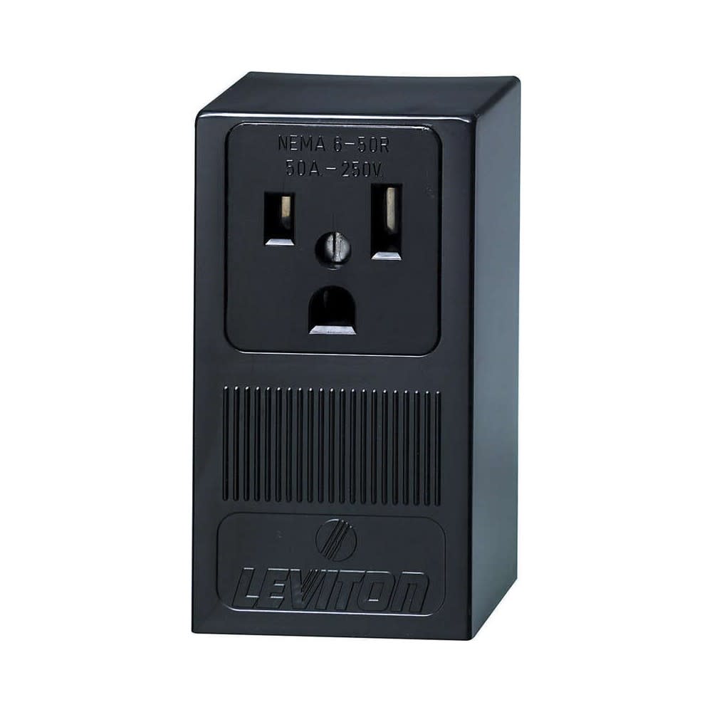 Leviton 2 Pole Grounded Single Outlet Receptacle 50A 250V Black - Flockneti