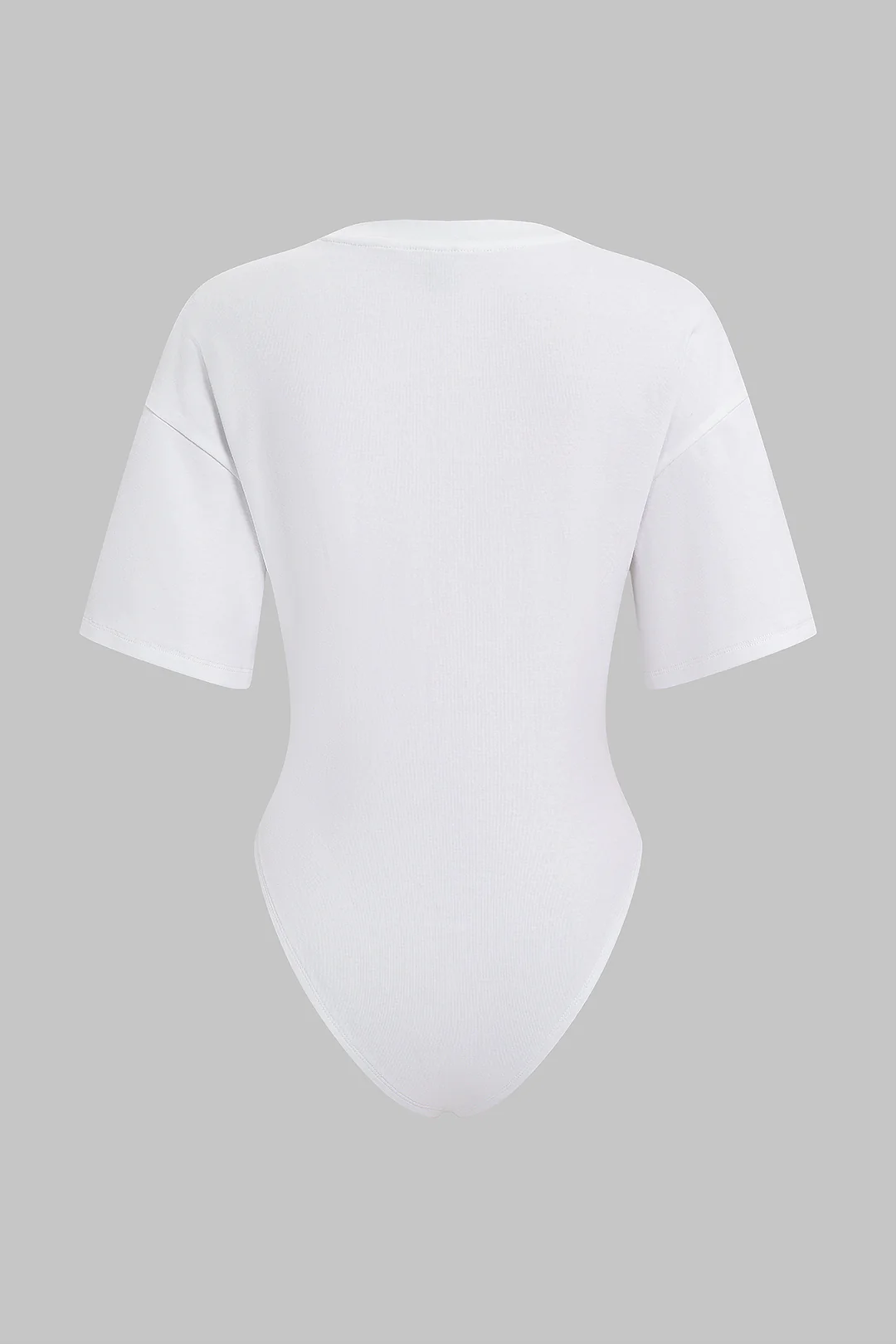 Coconut Palm Letter Print Round Neck Short Sleeve Bodysuit - Flockneti