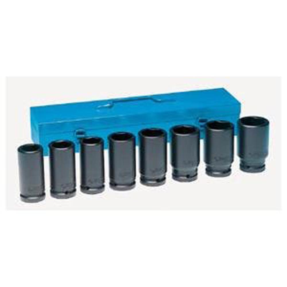 Grey Pneumatic 3/4 In. Drive Deep Length Fractional Impact Socket Set - Flockneti