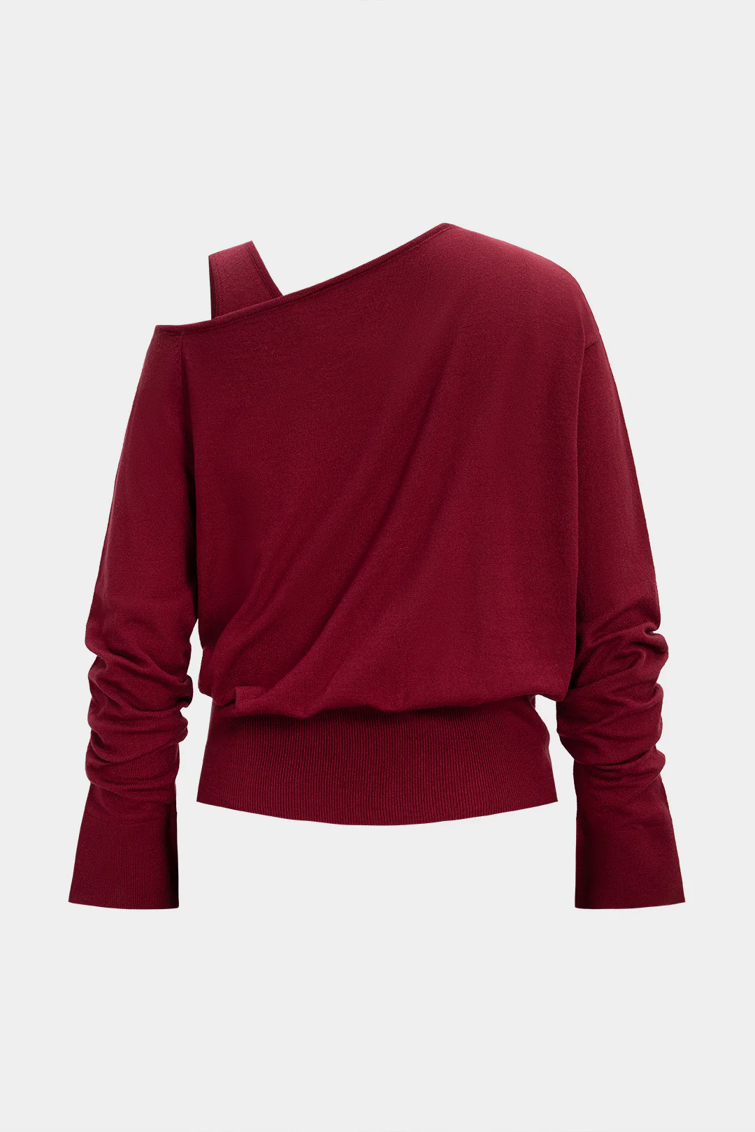 Knit Asymmetrical Long-Sleeve Top - Flockneti