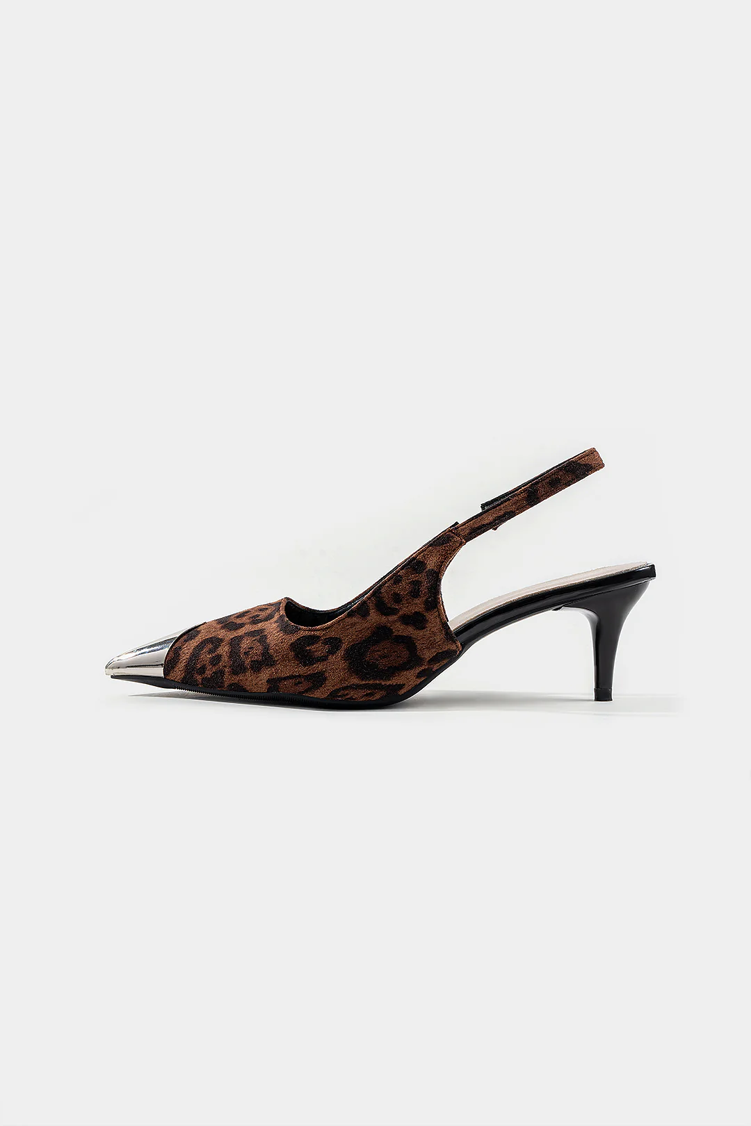 Leopard Metallic Pointed Toe Heels - Flockneti