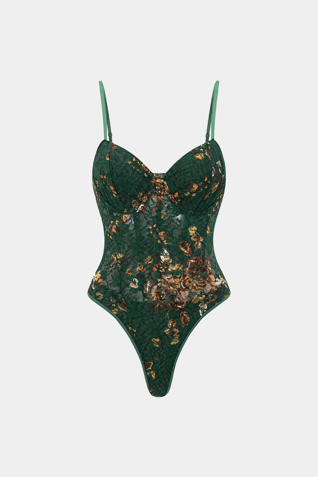 Floral Print Embroidery Bustier Corset Slip Sleeveless Bodysuit - Flockneti