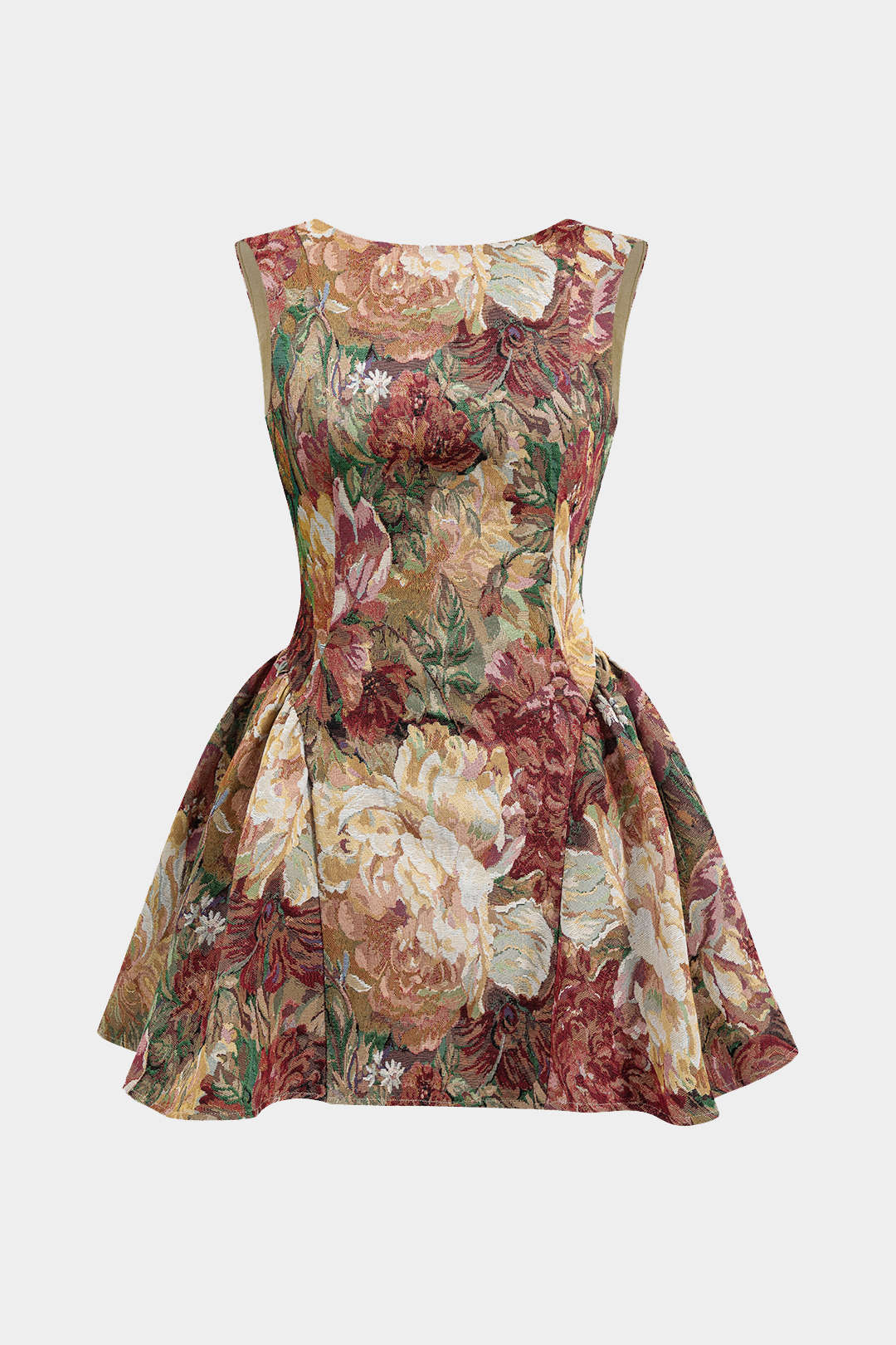 Jacquard Ruched Sleeveless Mini Dress - Flockneti