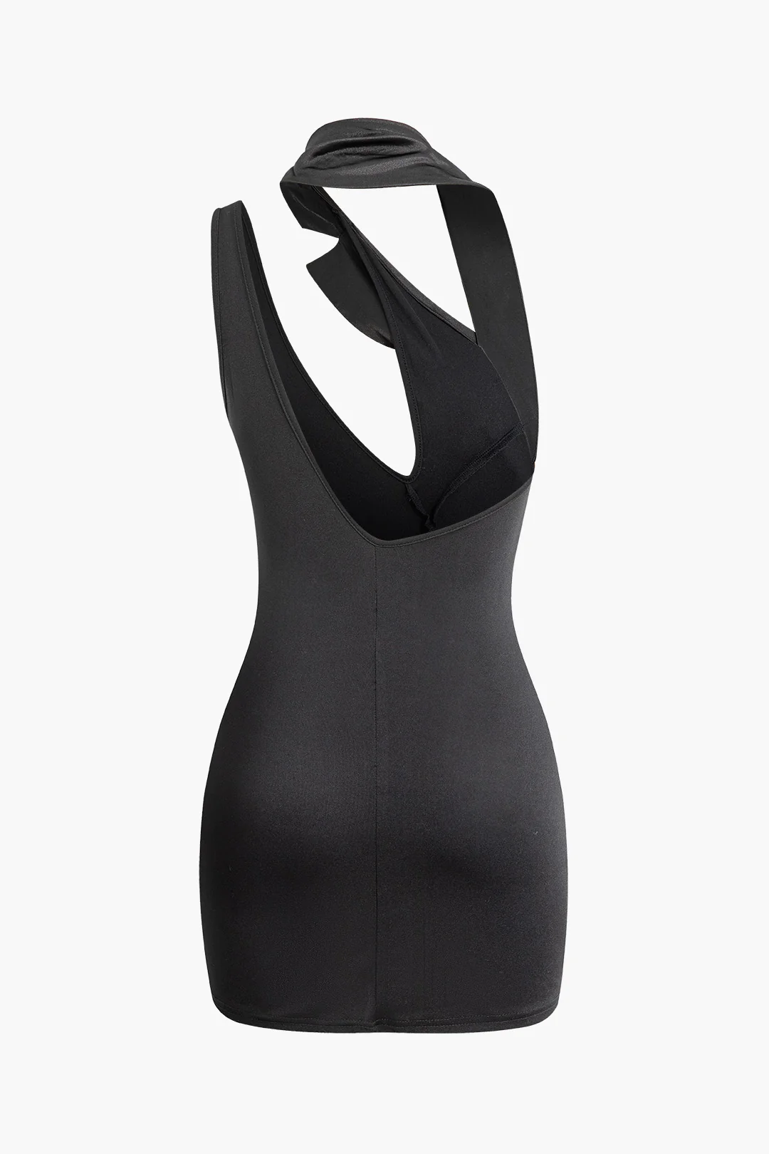 Satin Asymmetrical Cut Out Sleeveless Mini Dress - Flockneti