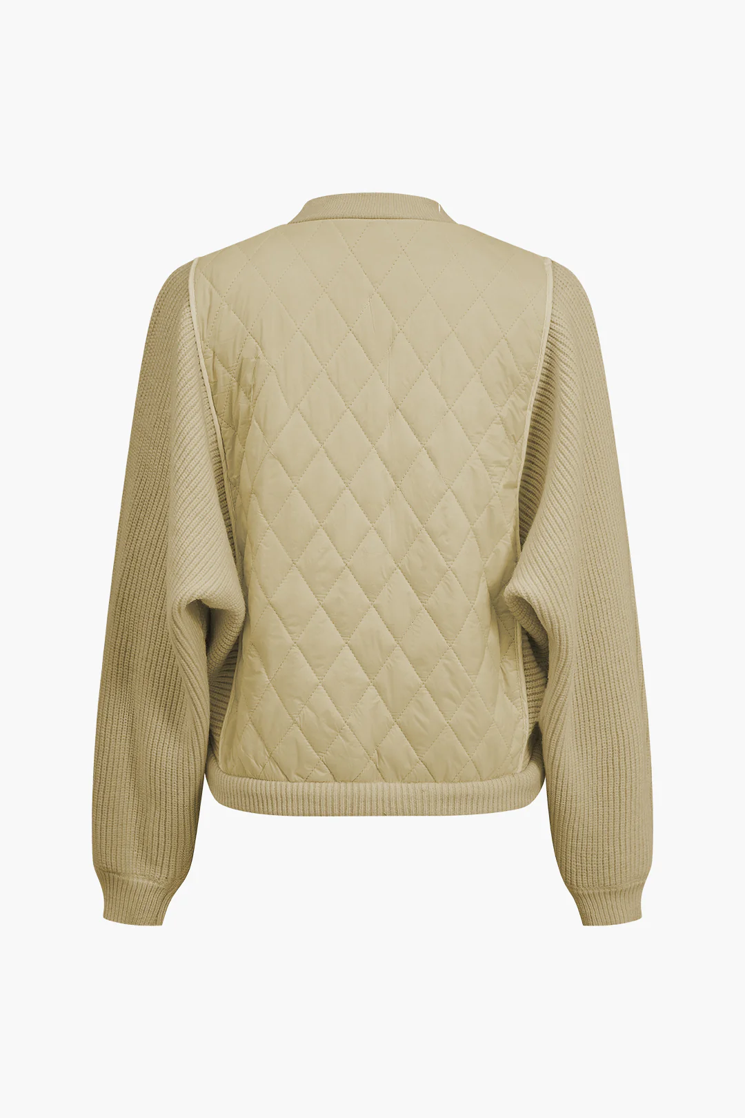 Knit Patchwork Zipper Cardigan - Flockneti